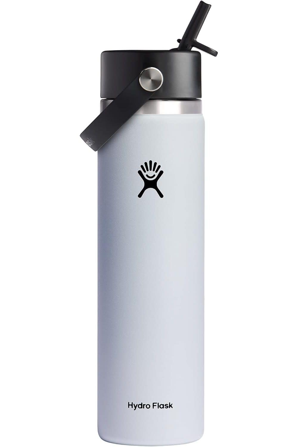 HYDRO FLASK Wide Mouth vacuum insulated stainless steel water bottle with leakproof closeable straw lid for cold water drinks, sports, travel, car and school