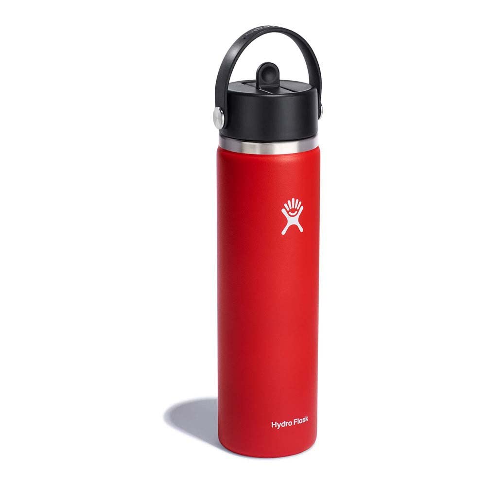 HYDRO FLASK Wide Mouth vacuum insulated stainless steel water bottle with leakproof closeable straw lid for cold water drinks, sports, travel, car and school