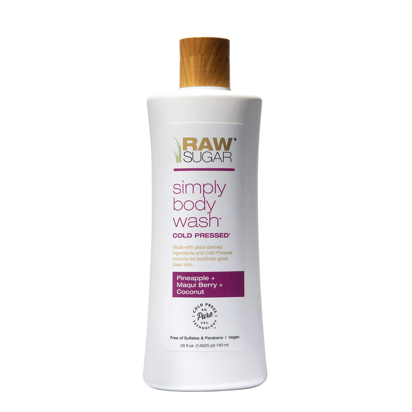 RAW SUGAR Simply Body Wash - Pineapple + Maqui Berry + Coconut, Moisturizing & Brightening Bath & Shower Gel, Sulfate-Free, Paraben-Free & Vegan (Pack of 3)