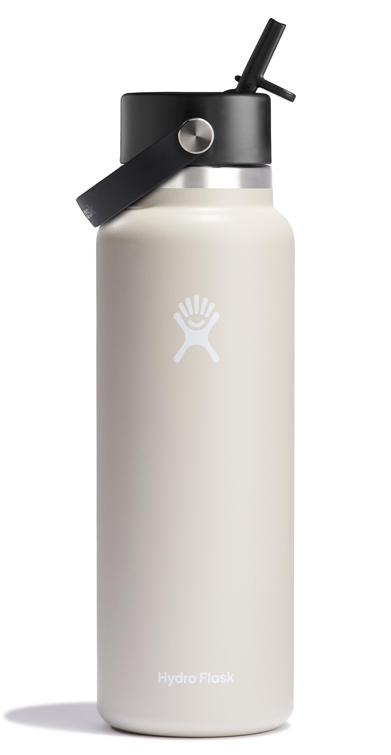 HYDRO FLASK Wide Mouth vacuum insulated stainless steel water bottle with leakproof closeable straw lid for cold water drinks, sports, travel, car and school