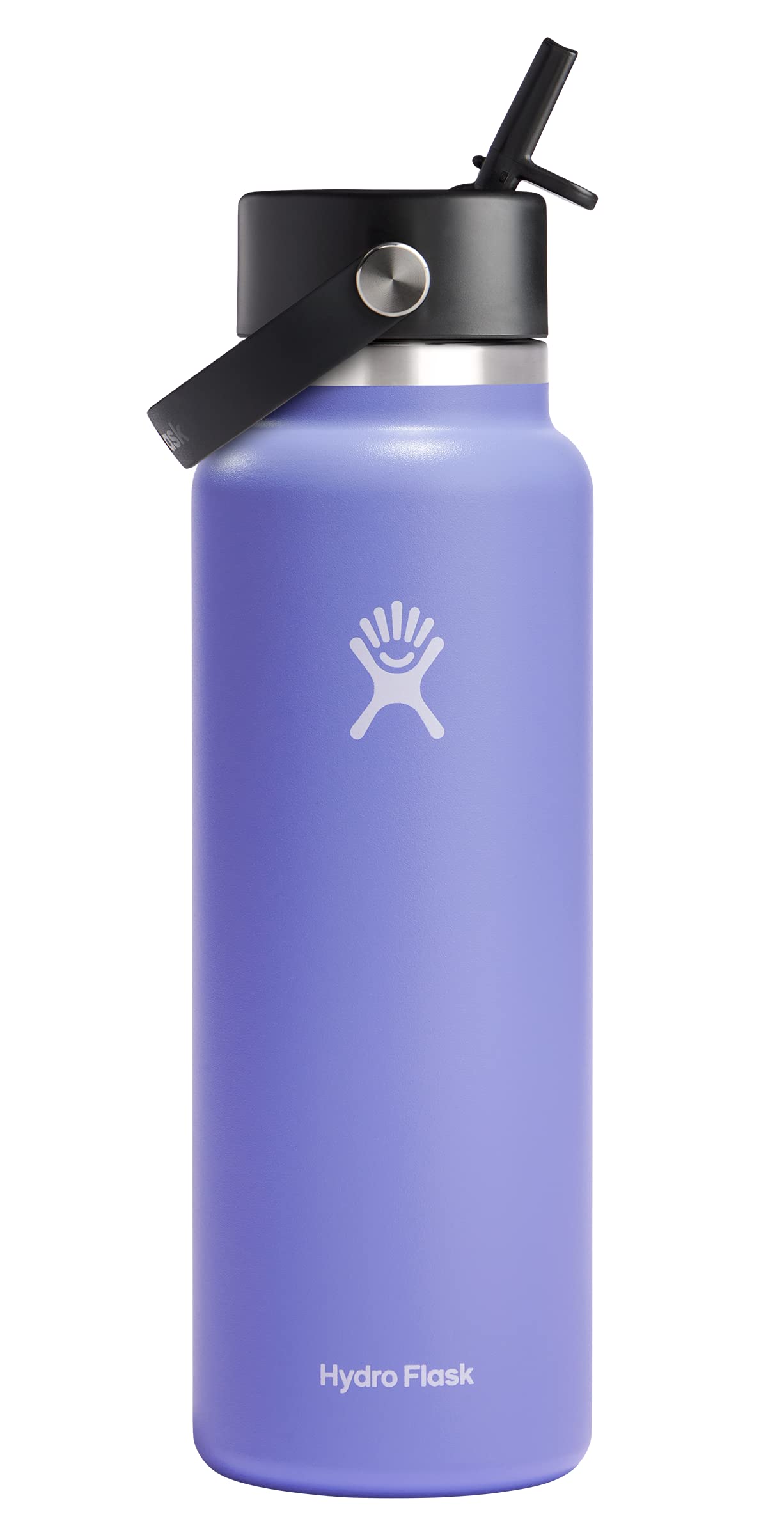 HYDRO FLASK Wide Mouth vacuum insulated stainless steel water bottle with leakproof closeable straw lid for cold water drinks, sports, travel, car and school
