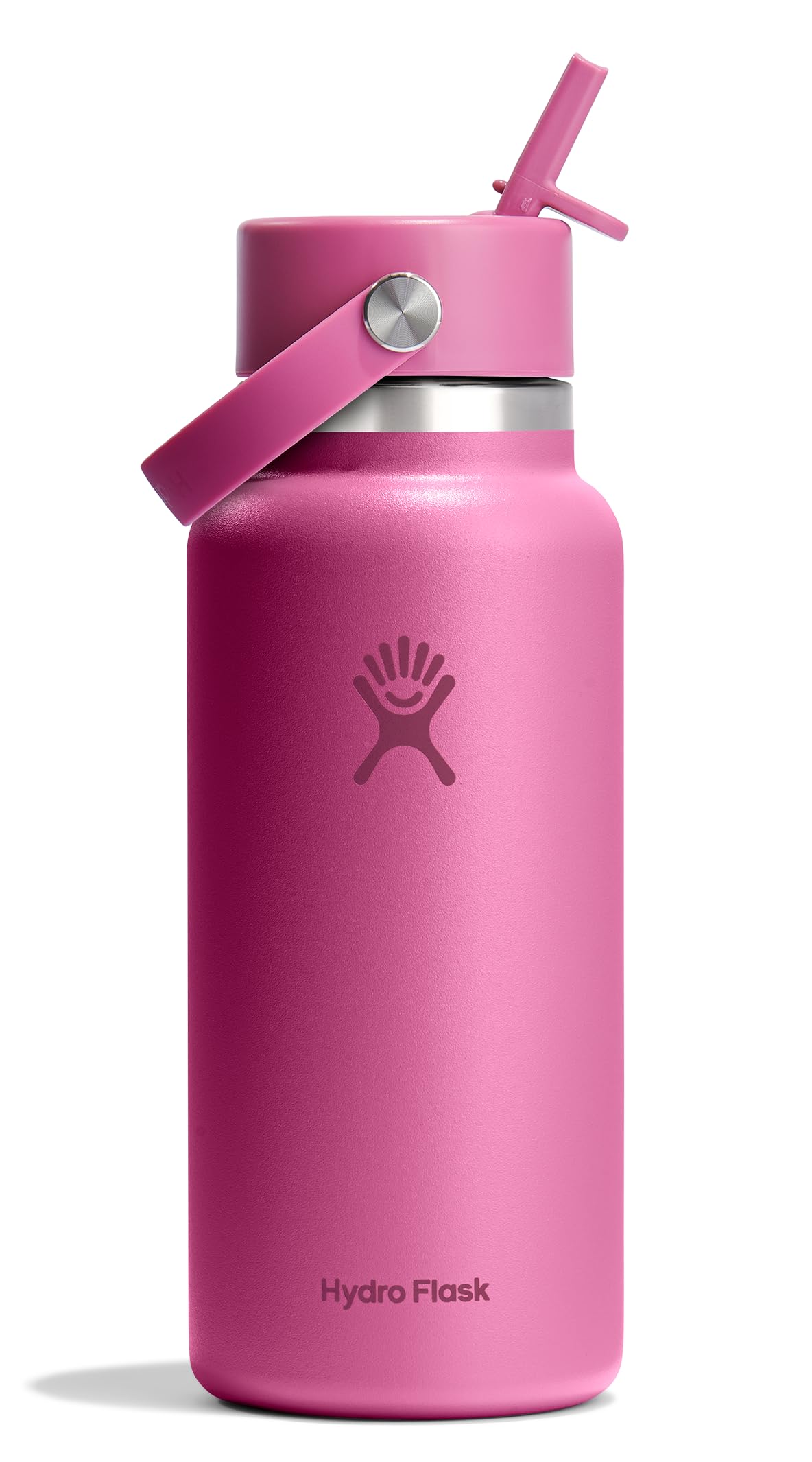 HYDRO FLASK Wide Mouth vacuum insulated stainless steel water bottle with leakproof closeable straw lid for cold water drinks, sports, travel, car and school