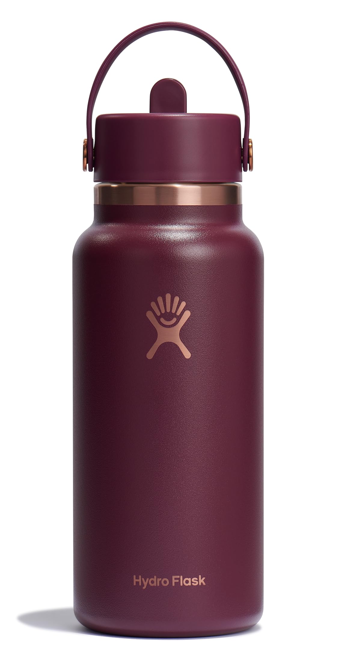 HYDRO FLASK Wide Mouth vacuum insulated stainless steel water bottle with leakproof closeable straw lid for cold water drinks, sports, travel, car and school