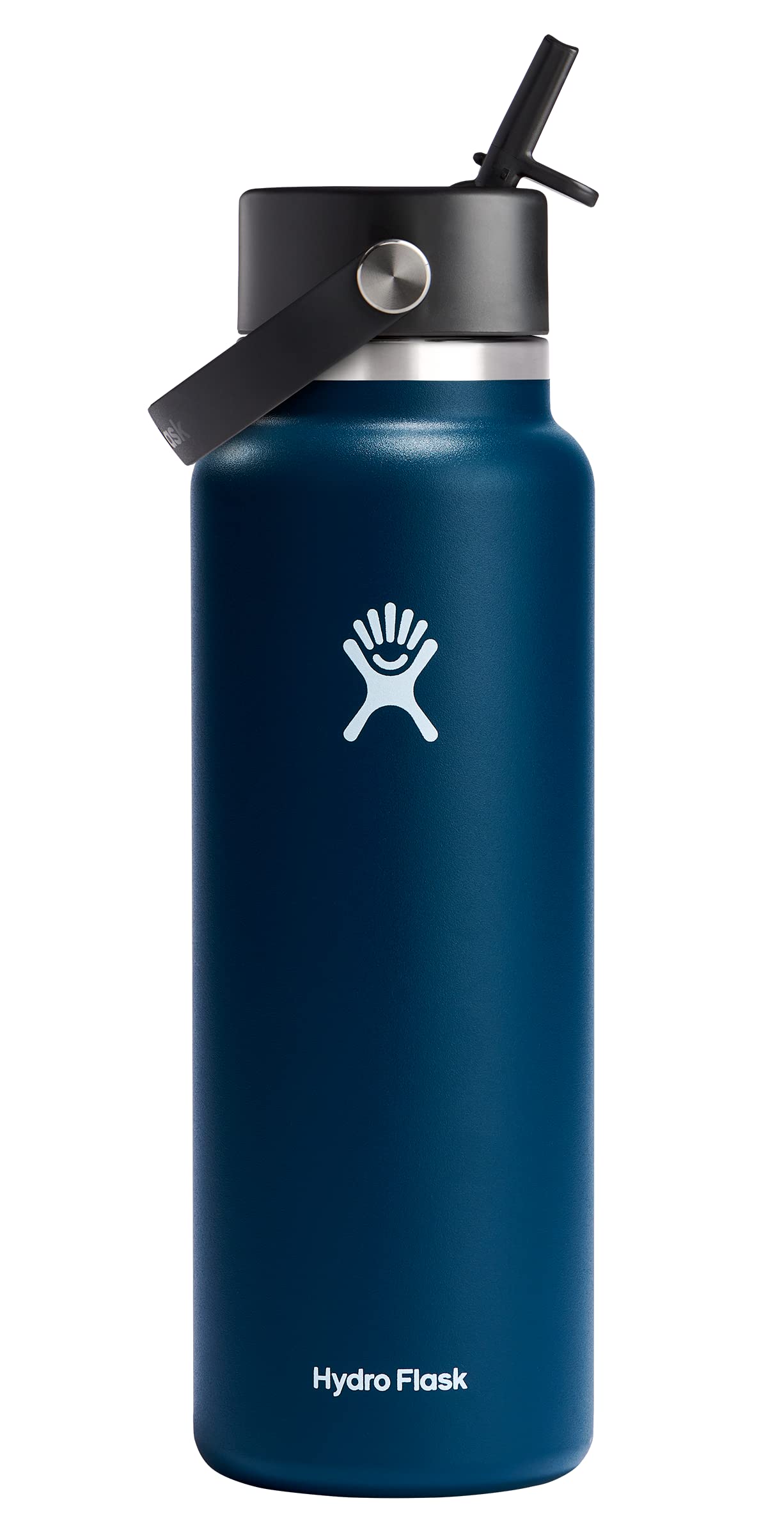 HYDRO FLASK Wide Mouth vacuum insulated stainless steel water bottle with leakproof closeable straw lid for cold water drinks, sports, travel, car and school