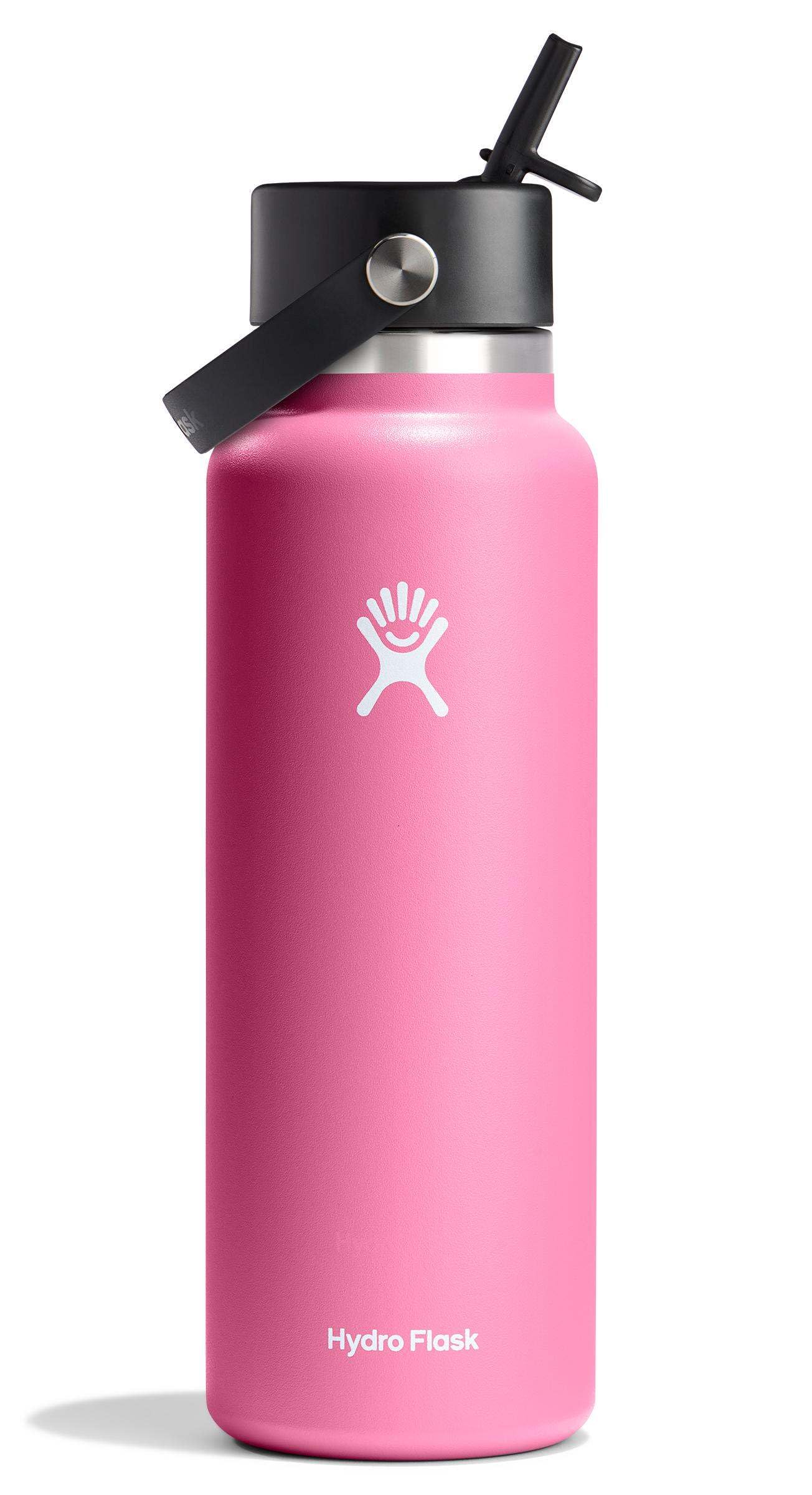 HYDRO FLASK Wide Mouth vacuum insulated stainless steel water bottle with leakproof closeable straw lid for cold water drinks, sports, travel, car and school