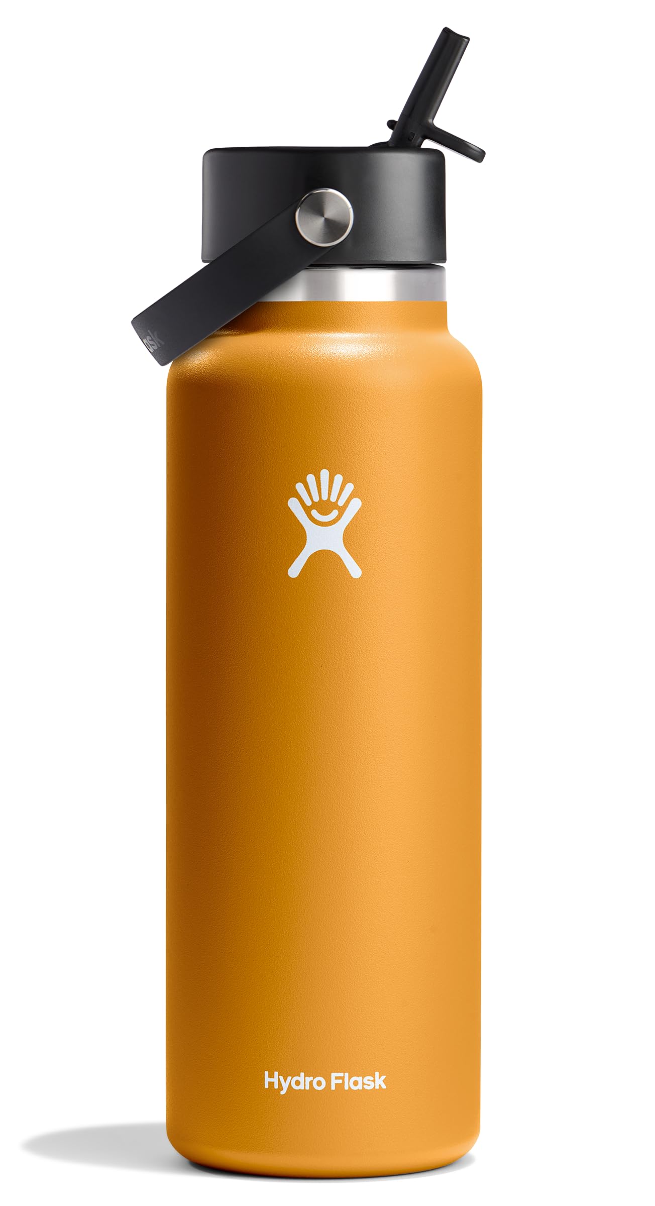 HYDRO FLASK Wide Mouth vacuum insulated stainless steel water bottle with leakproof closeable straw lid for cold water drinks, sports, travel, car and school
