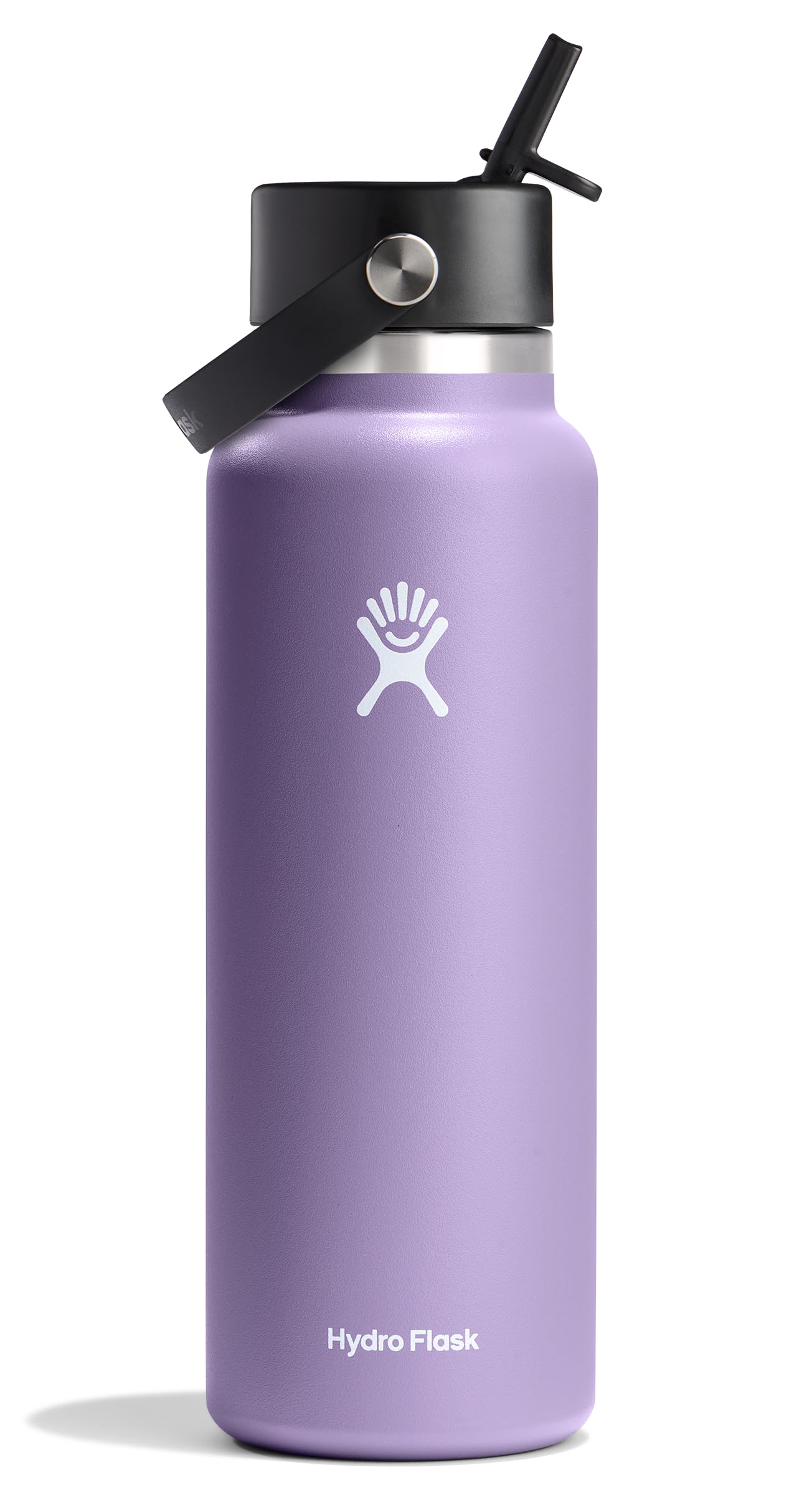 HYDRO FLASK Wide Mouth vacuum insulated stainless steel water bottle with leakproof closeable straw lid for cold water drinks, sports, travel, car and school