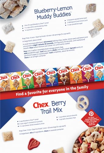 Blueberry Chex Cereal, Gluten Free Breakfast Cereal, Made with Whole Grain, 12 OZ