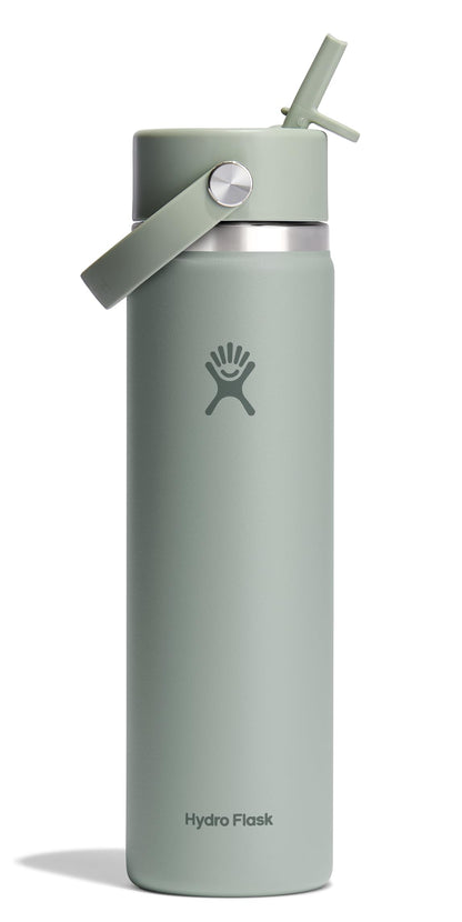 HYDRO FLASK Wide Mouth vacuum insulated stainless steel water bottle with leakproof closeable straw lid for cold water drinks, sports, travel, car and school