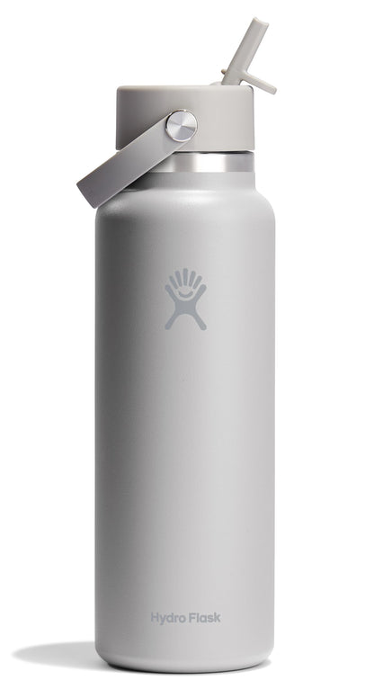 HYDRO FLASK Wide Mouth vacuum insulated stainless steel water bottle with leakproof closeable straw lid for cold water drinks, sports, travel, car and school
