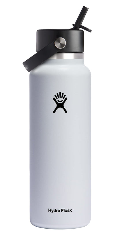 HYDRO FLASK Wide Mouth vacuum insulated stainless steel water bottle with leakproof closeable straw lid for cold water drinks, sports, travel, car and school