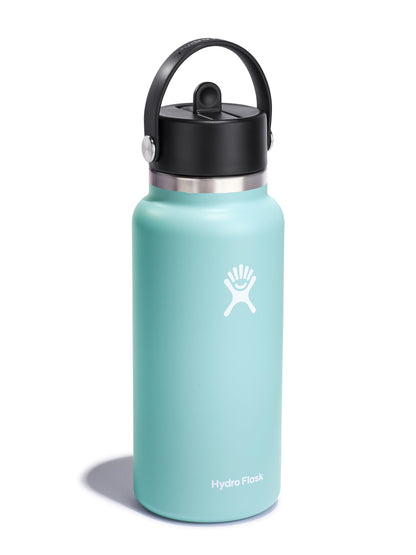 HYDRO FLASK Wide Mouth vacuum insulated stainless steel water bottle with leakproof closeable straw lid for cold water drinks, sports, travel, car and school