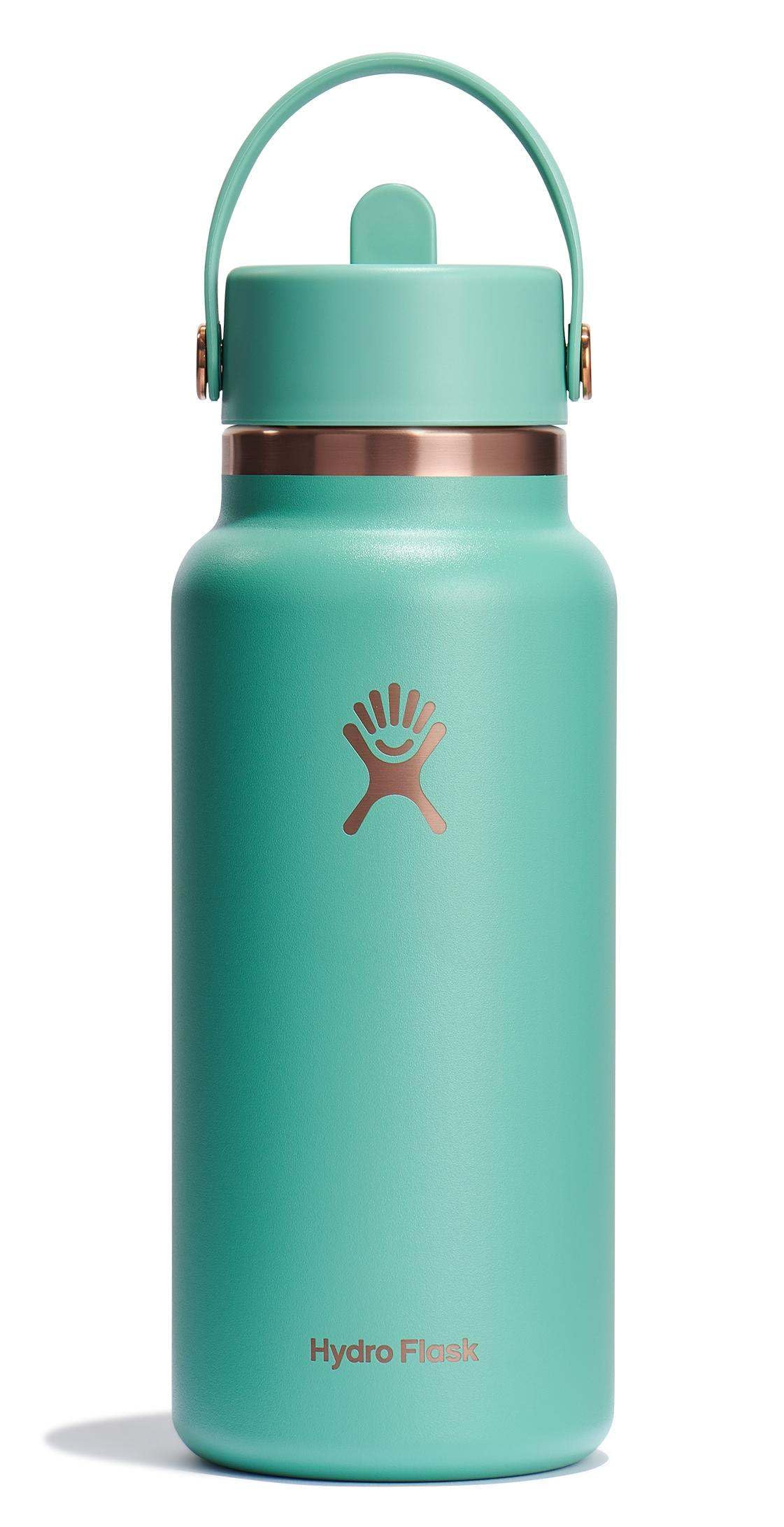 HYDRO FLASK Wide Mouth vacuum insulated stainless steel water bottle with leakproof closeable straw lid for cold water drinks, sports, travel, car and school