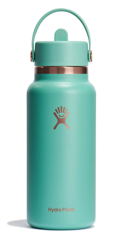 HYDRO FLASK Wide Mouth vacuum insulated stainless steel water bottle with leakproof closeable straw lid for cold water drinks, sports, travel, car and school