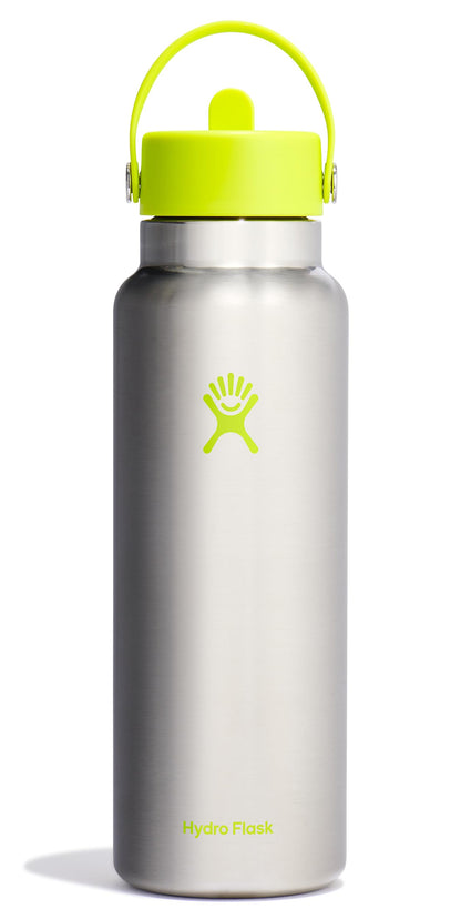 HYDRO FLASK Wide Mouth vacuum insulated stainless steel water bottle with leakproof closeable straw lid for cold water drinks, sports, travel, car and school