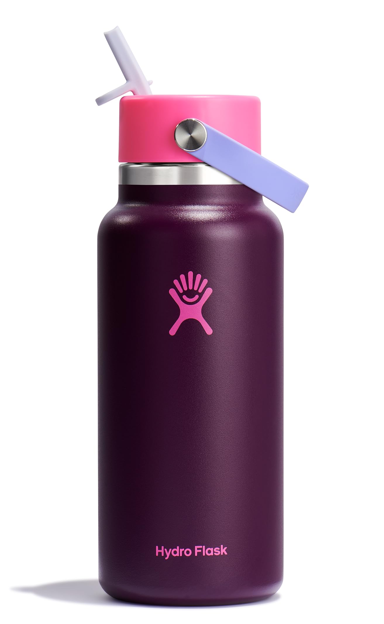 HYDRO FLASK Wide Mouth vacuum insulated stainless steel water bottle with leakproof closeable straw lid for cold water drinks, sports, travel, car and school