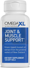 OmegaXL Joint Support Supplement - Natural Muscle Support, Green Lipped Mussel Oil, Soft Gel Pills, Drug-Free, 120 Count