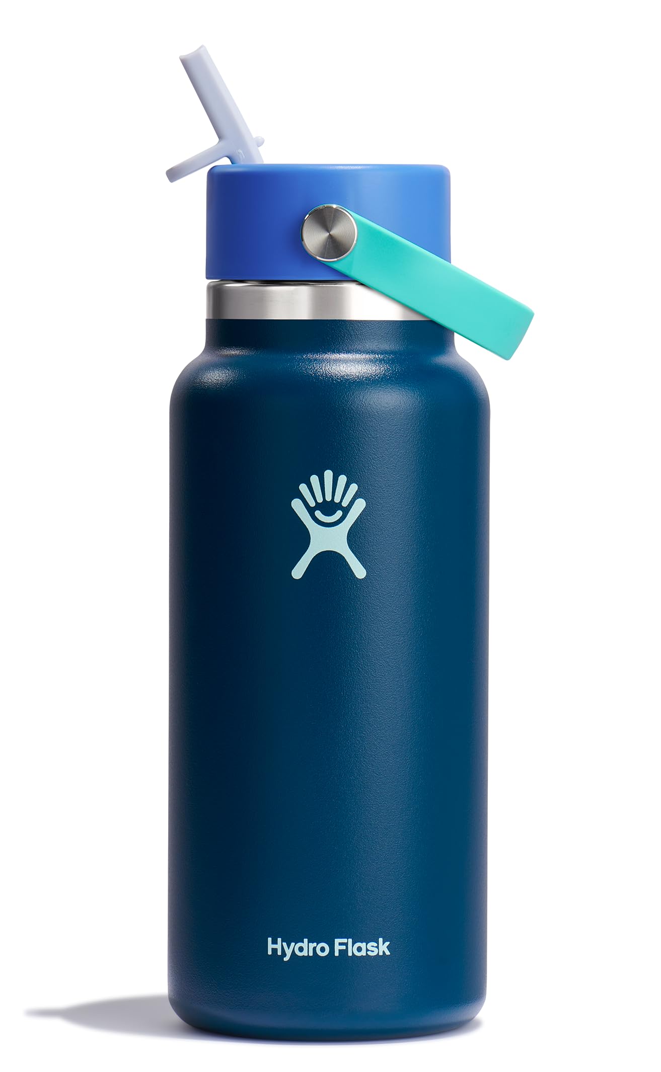 HYDRO FLASK Wide Mouth vacuum insulated stainless steel water bottle with leakproof closeable straw lid for cold water drinks, sports, travel, car and school