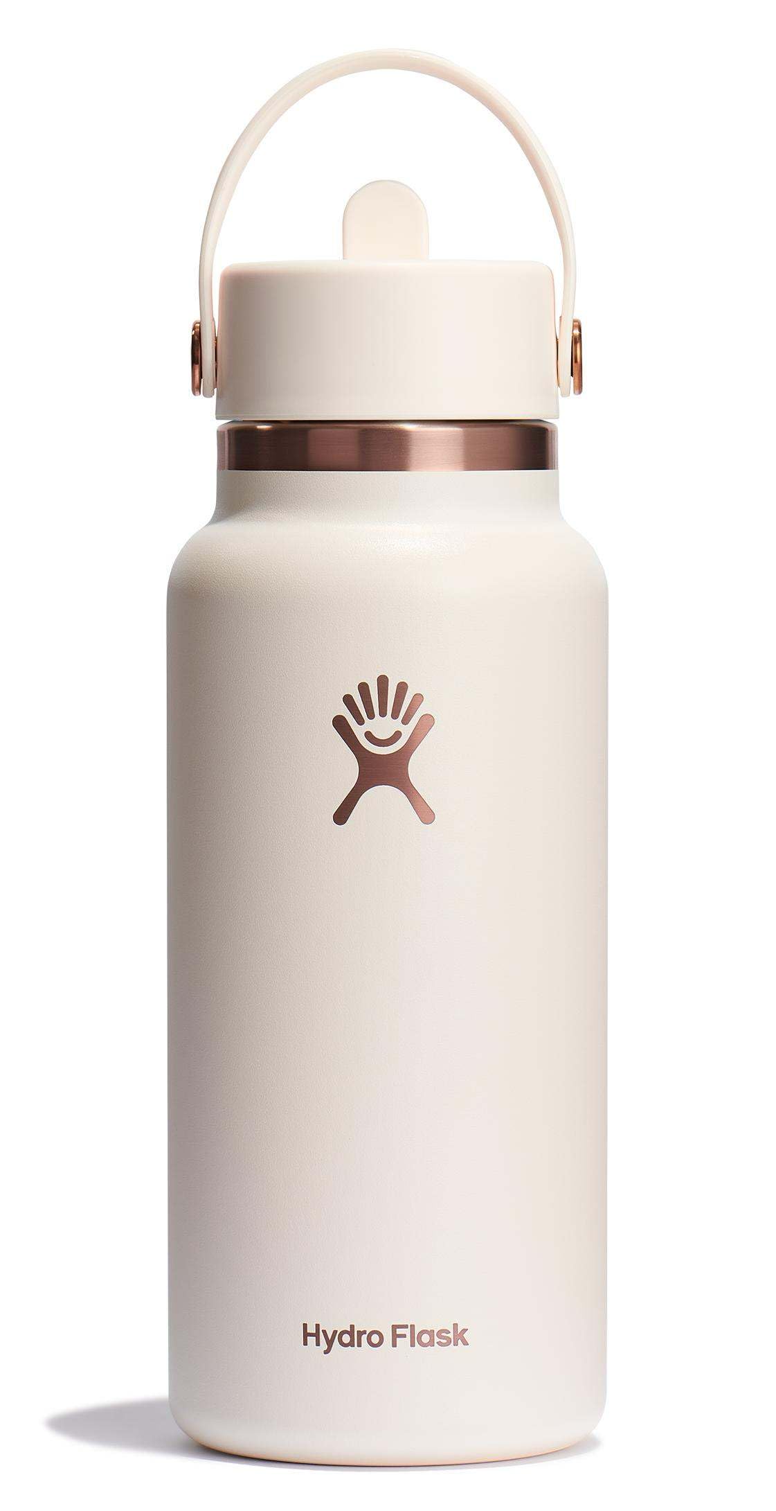 HYDRO FLASK Wide Mouth vacuum insulated stainless steel water bottle with leakproof closeable straw lid for cold water drinks, sports, travel, car and school