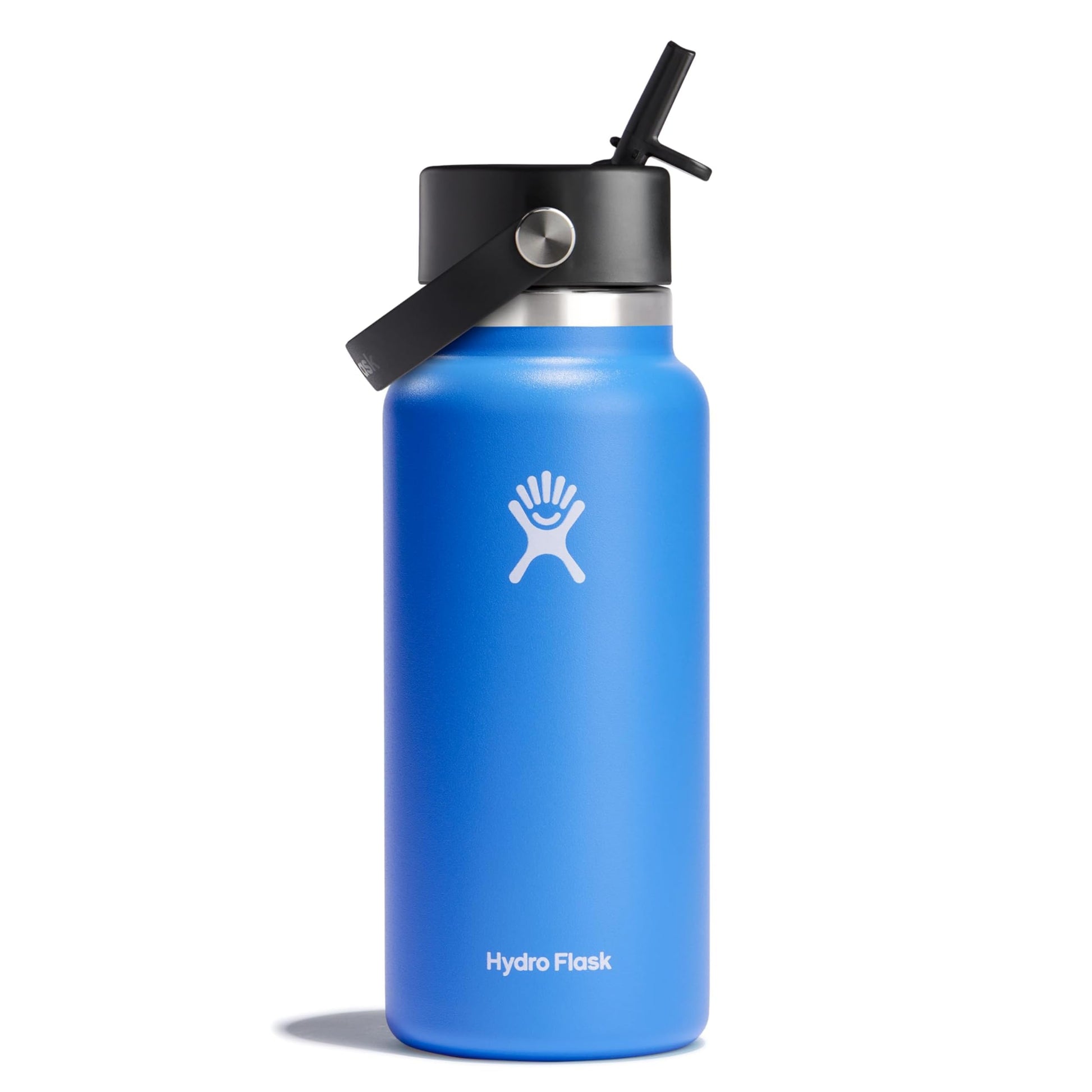 HYDRO FLASK Wide Mouth vacuum insulated stainless steel water bottle with leakproof closeable straw lid for cold water drinks, sports, travel, car and school