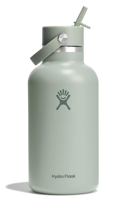 HYDRO FLASK Wide Mouth vacuum insulated stainless steel water bottle with leakproof closeable straw lid for cold water drinks, sports, travel, car and school