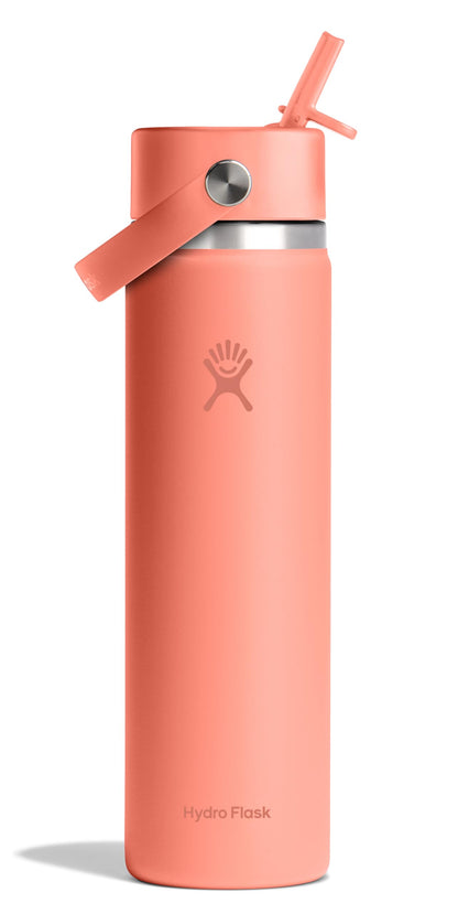 HYDRO FLASK Wide Mouth vacuum insulated stainless steel water bottle with leakproof closeable straw lid for cold water drinks, sports, travel, car and school