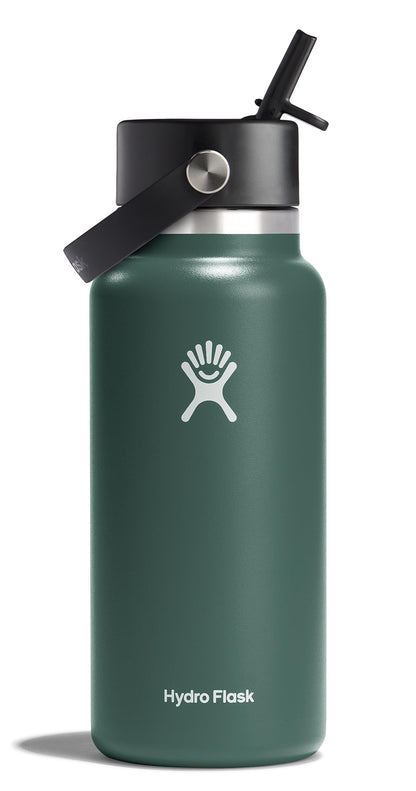 HYDRO FLASK Wide Mouth vacuum insulated stainless steel water bottle with leakproof closeable straw lid for cold water drinks, sports, travel, car and school