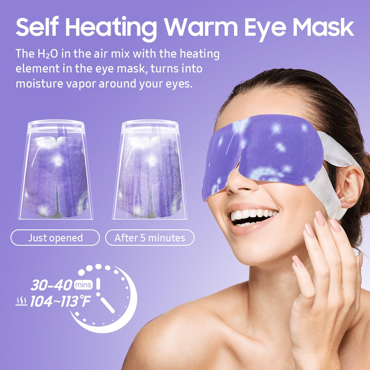 Steam Eye Mask, 10 Packs Heated Eye Mask, Self Heating Disposable SPA Warm Compress for Eyes Sleep Mask, Travel Essentials & Relaxation Gifts, Stocking Stuffers (Lavender Scent)