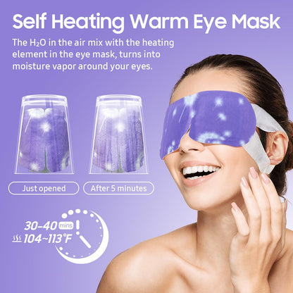 Steam Eye Mask, 10 Packs Heated Eye Mask, Self Heating Disposable SPA Warm Compress for Eyes Sleep Mask, Travel Essentials & Relaxation Gifts, Stocking Stuffers (Lavender Scent)