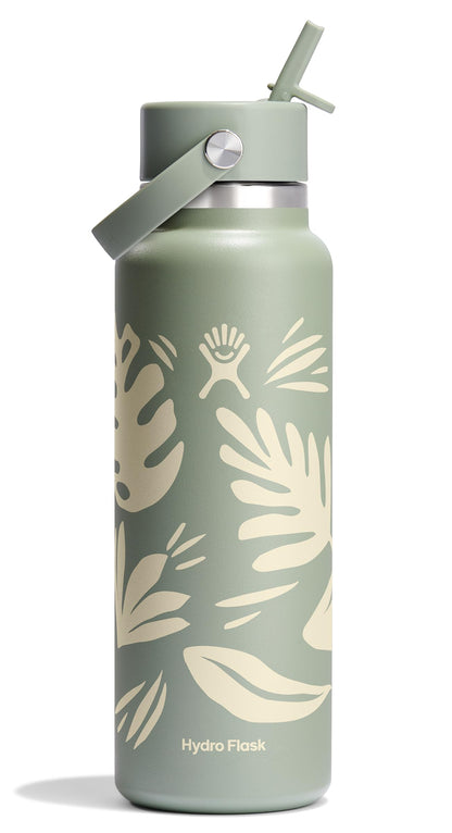 HYDRO FLASK Wide Mouth vacuum insulated stainless steel water bottle with leakproof closeable straw lid for cold water drinks, sports, travel, car and school