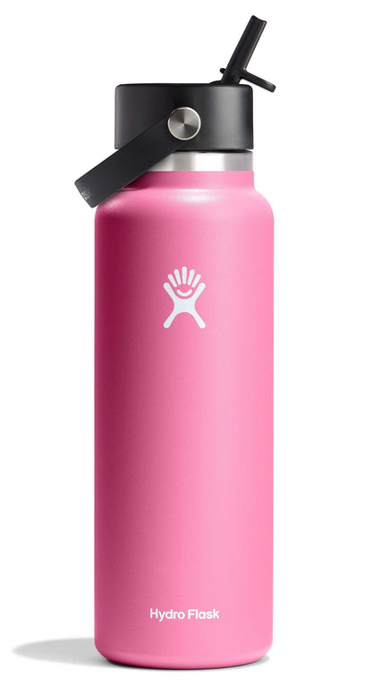 HYDRO FLASK Wide Mouth vacuum insulated stainless steel water bottle with leakproof closeable straw lid for cold water drinks, sports, travel, car and school