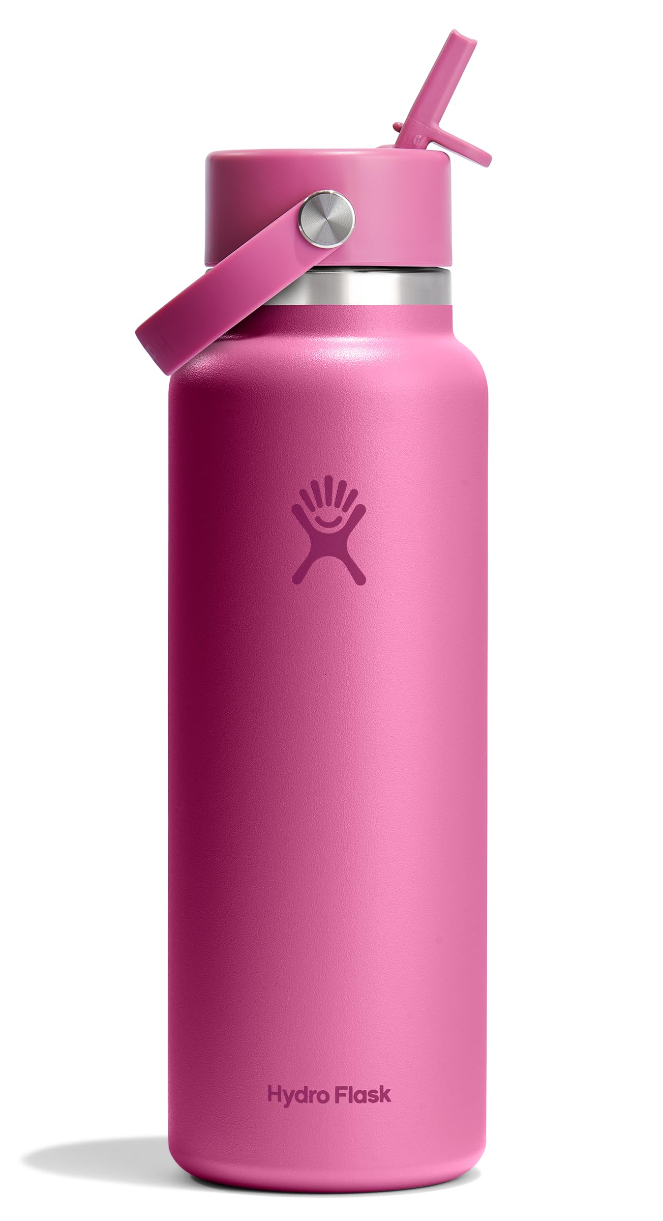 HYDRO FLASK Wide Mouth vacuum insulated stainless steel water bottle with leakproof closeable straw lid for cold water drinks, sports, travel, car and school