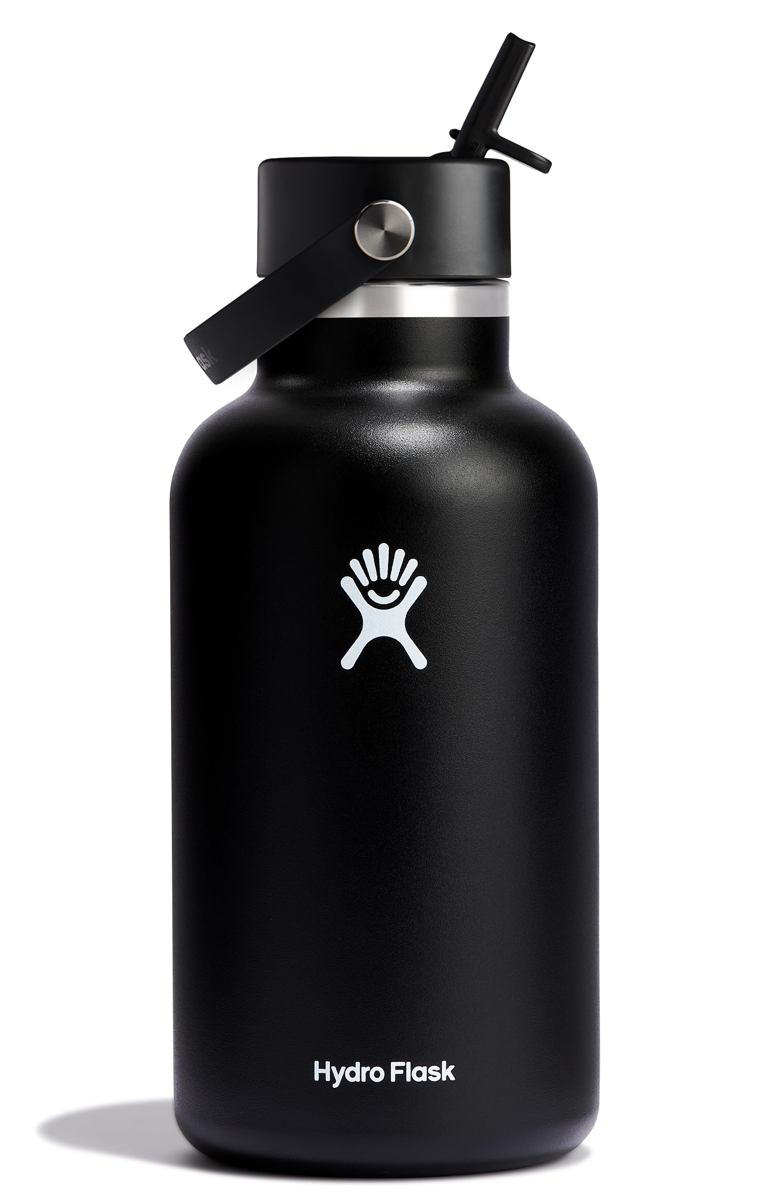 HYDRO FLASK Wide Mouth vacuum insulated stainless steel water bottle with leakproof closeable straw lid for cold water drinks, sports, travel, car and school
