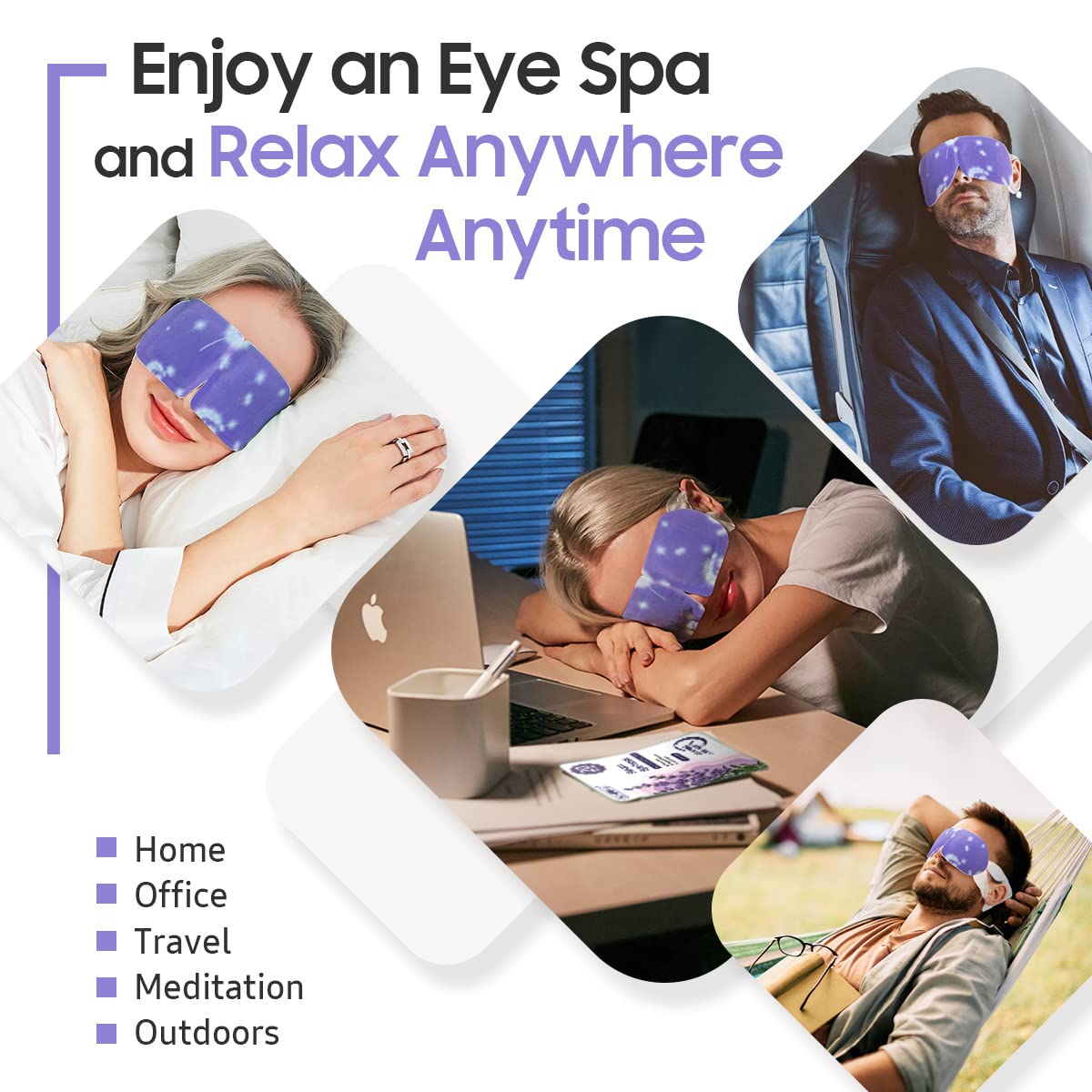 Steam Eye Mask, 10 Packs Heated Eye Mask, Self Heating Disposable SPA Warm Compress for Eyes Sleep Mask, Travel Essentials & Relaxation Gifts, Stocking Stuffers (Lavender Scent)