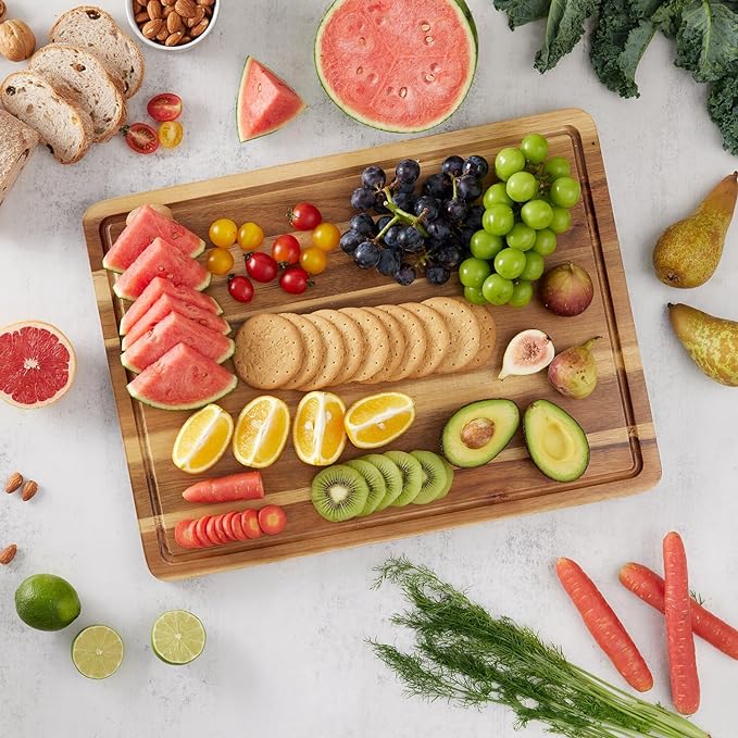 24 x 18 Inch XXL Countertop Cutting Boards - BEZIA Extra Large Chopping Board for Kitchen - Meat Cutting Board for BBQ - Turkey Carving Board - Extra Large Charcuterie Board with Handles, Juice Groove